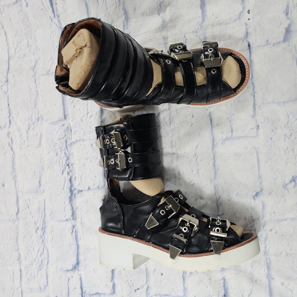 Jeffrey Campbell Havana Gladiator Platform Sandals Women 9.5 Black Buckle Straps